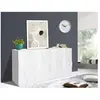 DMORA Buffet effet bois blanc brillant 162x44 cm