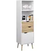Dmora - Bibliothèque Sandrine, 50x39h171 cm, Blanc, Chêne, Panneau effet bois