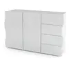 Buffet design DMORA Romolo avec 2 portes et 4 tiroirs - Blanc brillant