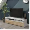 DMORA Alter - Meuble TV avec Compartiments Blanc et Chêne