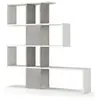 DMORA Bibliotheque Dfav, Bibliotheque double face avec 5 Etageres, Etagere en zigzag pour livres, 145x29h145 cm, Blanc et Ciment