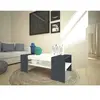 DMORA Table basse effet bois blanc brillant, ardoise 110x60h40 cm