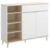 Dmora Buffet effet bois beige, blanc 120x40 cm