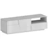 DMORA Meuble tv cecia, buffet bas de salon avec 2 portes et 1 tiroir, base meuble tv, 150x44h46 cm, blanc brillant 8052773886338