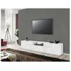 Meuble TV de salon - DMORA - Géométrique - Blanc brillant
