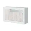 DMORA Buffet Dmirri, Armoire de salon, Buffet de salon avec compartiments, Buffet avec 3 portes, 144x42h87 cm, Chêne noué et Blanc