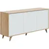 DMORA Buffet effet bois chêne clair, blanc 154x41h75 cm