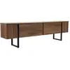 DMORA Meuble tv tarquin, buffet de salon, armoire basse pour tv, base murale de rangement, 180x30 h50 cm, noyer et noir