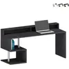 OFFICE24 Bureau droit avec rehaussement L180 cm SANTA ardoise Taille unique