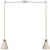 Creative Cables Lampe à suspension multiple à 2 bras avec abat-jours coniques en bois Avec ampoule - Cuivre satiné