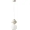 Suspension en verre opalin et céramique crème 17x32cm Copacabana - Ferroluce