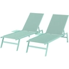 Outsunny Set 2 transats avec table, transats de jardin avec dossier ré...
