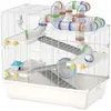 PawHut Cage pour Hamsters à 4 Niveaux avec Tubes, Roue, 3 Portes et Pl...