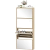 HOMCOM Meuble à chaussures miroir 4 portes anti-basculement en bois, 6...