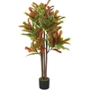 HOMCOM Plante artificielle de croton multicolore en PEVA et bois avec ...