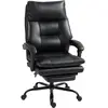 HOMCOM Chaise de Bureau en Cuir PU Noir, Réglable en Hauteur et Inclin...