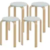 HOMCOM Lot de 4 Tabourets Ronds Empilables en Bois Gris, Ø40x45 cm