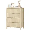 HOMCOM Commode avec 4 Tiroirs Rainurés et Poignées Dorées, 70x38x93 cm...