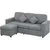 HOMCOM Canapé 3 Places Modulaire avec Pouf Coffre en Velours Côtelé, 1...