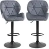HOMCOM Set 2 Tabourets de Bar avec Hauteur Réglable Base en Métal Assi...