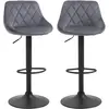 HOMCOM Lot de 2 Tabourets de Bar, Hauteur Réglable avec Base en Métal ...
