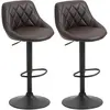 HOMCOM Lot de 2 Tabourets de Bar, Hauteur Réglable avec Base en Métal ...