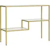 HOMCOM Console d'Entrée à 3 Étagères en Acier et Verre Trempé, 100x32x...