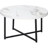 HOMCOM Table Basse Ronde avec Plateau Effet Marbre en MDF et Pieds en ...