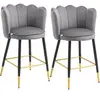 HOMCOM Set de 2 Tabourets de Bar Veloutés avec Repose-Pieds et Base en...