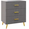 HOMCOM Commode 3 Tiroirs Moderne en Bois et Aluminium, 60x40x71.5 cm, ...