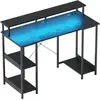 HOMCOM Bureau pour PC Réversible avec Prises Électriques, Lumières, Su...
