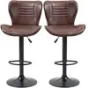 HOMCOM Set 2 Tabourets de Bar en Simili Cuir avec Hauteur Réglable, As...