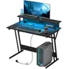 HOMCOM Bureau de Jeu avec Lumières LED et Support pour Moniteur, en MD...