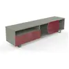 Munari Kairos Home Meuble Tv Mk195 Jusqu'à 75" (Chêne Gris / Rouge - B...