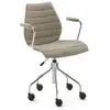 Chaise de bureau avec accoudoirs pivotante à roulettes beige Maui - Ka...