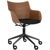 KARTELL chaise avec accoudoirs à roulettes Q/WOOD tissu Aquaclean (Foncé, coussin noir et piètement noir - Bois plaqué, tissu et acier)