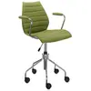 Chaise verte à roulettes avec accoudoirs Maui Soft Trevira - Kartell