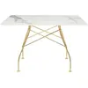 Table à manger effet marbre blanc et doré 118x118 Glossy - Kartell