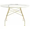 Table Glossy - rond - doré - marbre blanc Kartell