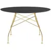 Table à manger ronde effet marbre noir et doré 118 cm Glossy - Kartell