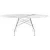 Table Glossy - marbre blanc - chrome - oval Kartell