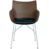 Chaise avec accoudoirs marron en bois plaqué Q/Wood - Kartell