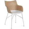 Kartell Chaise Avec Accoudoirs Q/Wood (Clair, Base Chromée - Bois Palq...