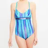 La Perla - Maillot 1 pièce Summer Stripe à rayures bleu T.80A