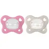 Chicco Lot de 2 tétines en silicone Dual Soft - Pour bébé fille de 6 à 16 mois - Bicolore - Favorise la respiration et favorise le bon développement de la bouche