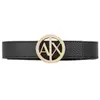 Armani Exchange Bicolore, Logo Boucle Ceinture, Noir/doré, L Femme