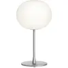 Lampe de table design en verre opalin et acier argenté Glo-Ball - Flos