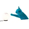 Karman Lampe à poser Maoo, céramique bleu clair, verre figure de chat