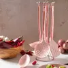 Set de 6 ustensiles de cuisine en métal rose et silicone bisetti stone...
