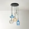 Fabas Luce Suspension Olbia, Ø 50 cm, 5 lampes, ambre/bleu/beige, verre
